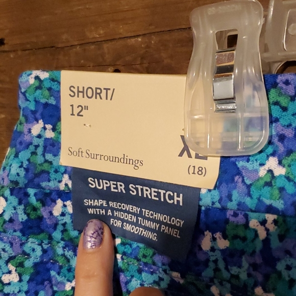 Soft Surroundings Super Stretch Blue Shorts - Picture 4 of 6